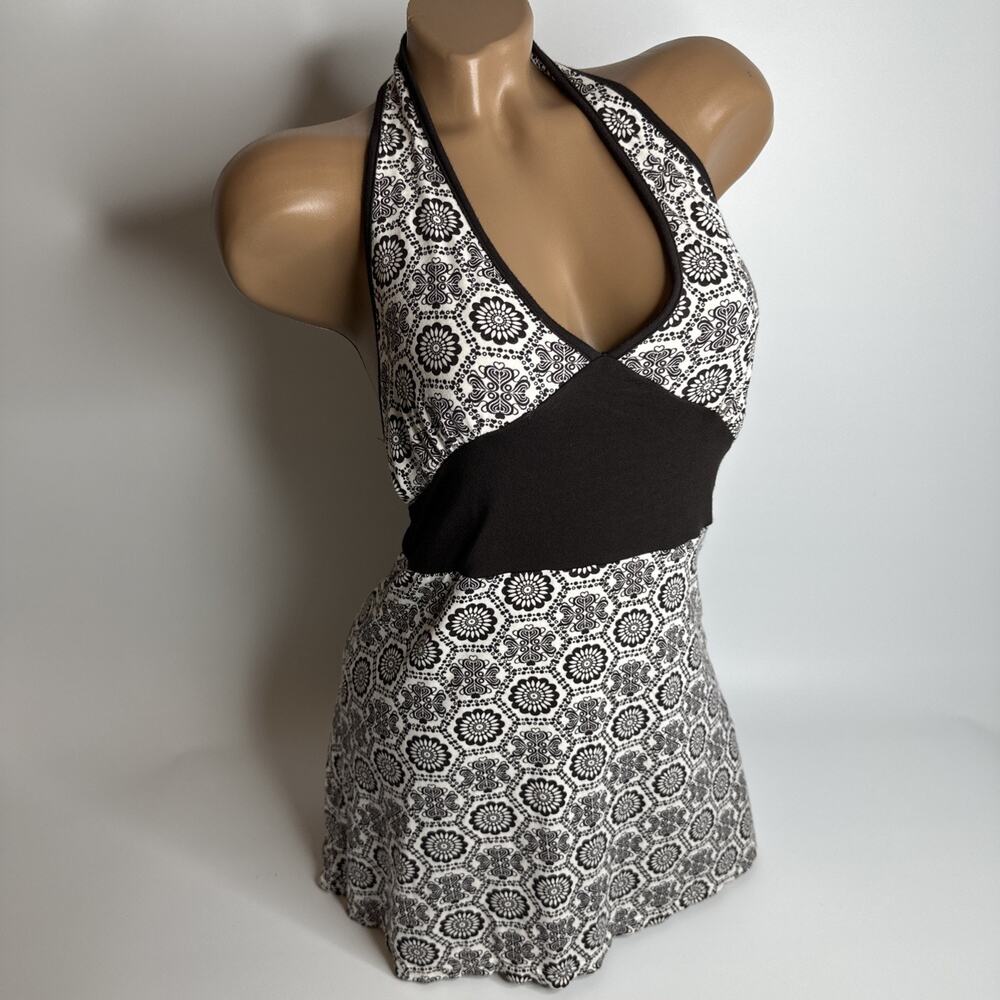 LMC Vintage Y2K Halter Mini Dress Medallion Print Tie Back Fairycore Small EUC